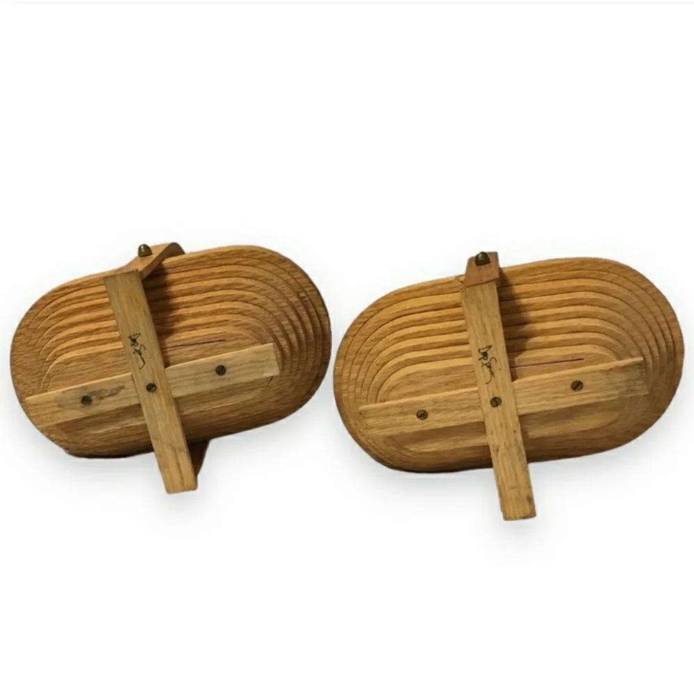 DEEP SPRING STUDIO Handmade Wooden Collapsible Baskets Set of Two